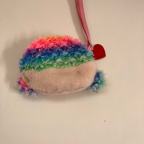 Fluffy Rainbow Poodle Coin Purse TY Beanie Boos like new