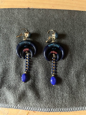 Moon earrings new, blue