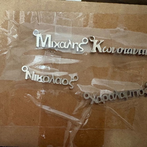 Metal name elements new, 1500 pieces silver color