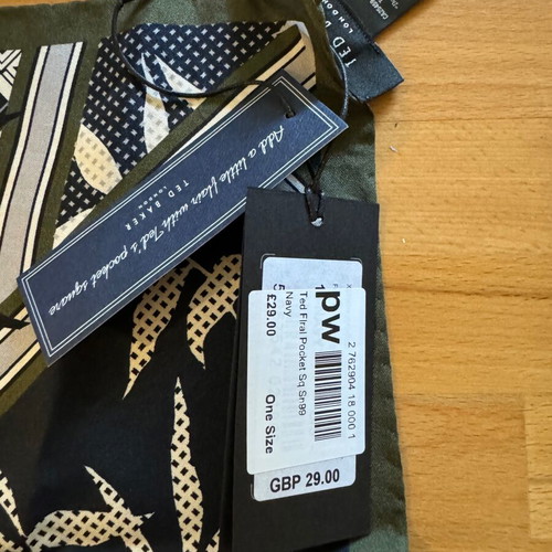 Silk Pocket Square Ted Baker London Green Size 30cm x 30cm intact