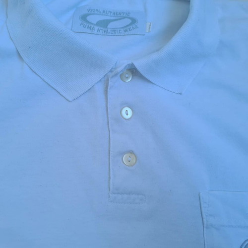 Puma Athletic Wear men's vintage 90s Y2K cotton polo shirt XXL white