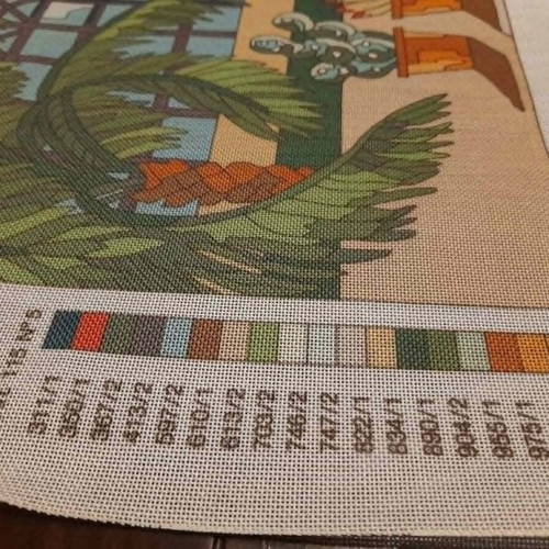 DMC Actuelle stamped canvas for embroidery La Serre, new