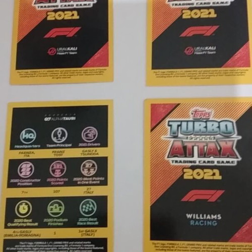 Formula 1 Turbo Attax 2021 cards new with Mick Schumacher, Nikita Mazepin and Gasly/Tsunoda gift