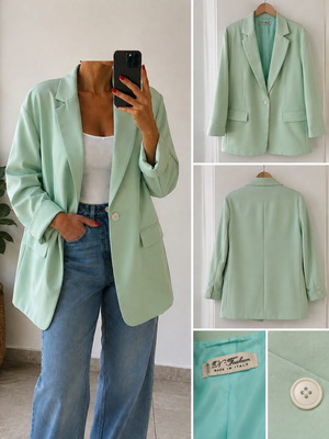 Oversized σακάκι mint green Made in Italy, καινούργιο