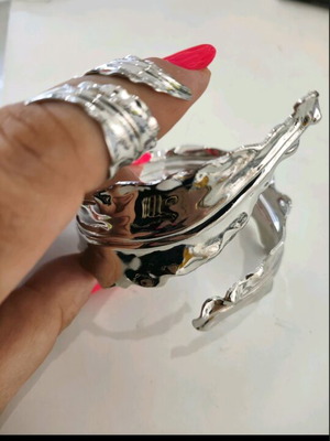 Bracelet and ring set new silver
