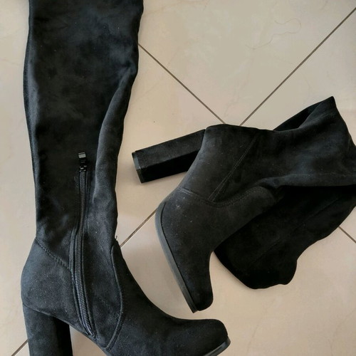 Over the knee boots black like new, castor, 10 cm heel