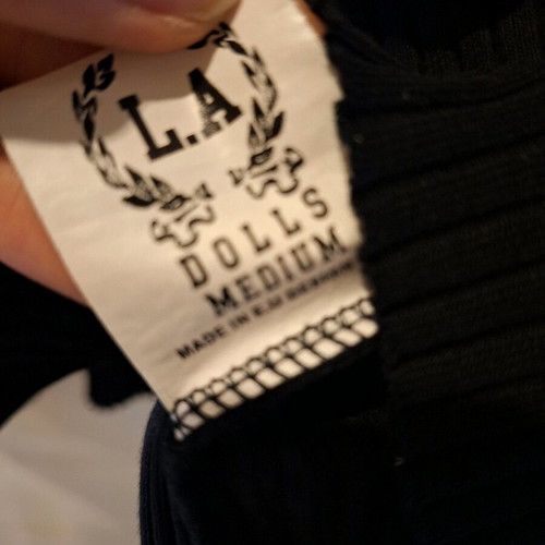 L.A Dolls blouse with leather sleeve like new, black size M
