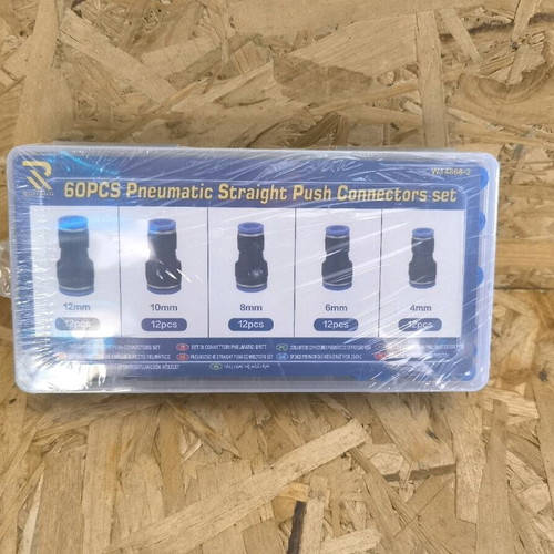 Pneumatic straight push connectors set 5 sizes 60 pcs new