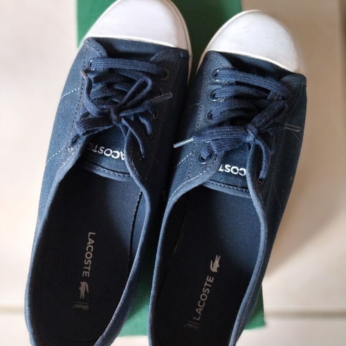 Lacoste sneakers like new, navy blue and white, size 38