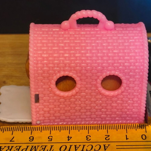Pink pet carrier and dog toy used, very good condition