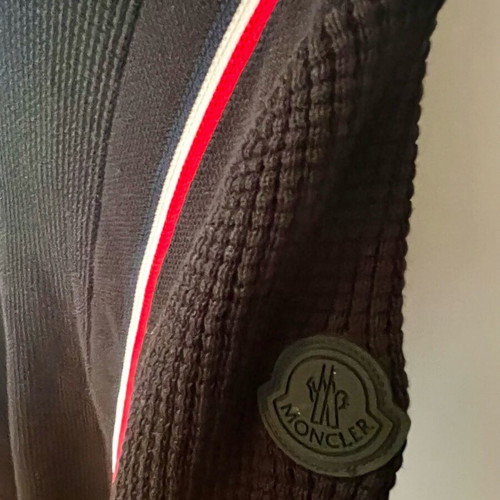 Moncler cotton waffle-knit crewneck sweater black size L
