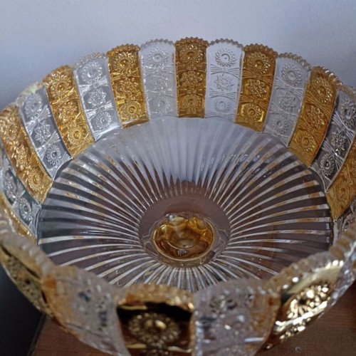 Bohemian Crystal Bowl used with Gilded Designs 22cm Diameter