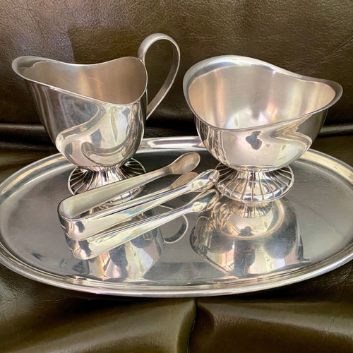 Silver-plated vintage serving set used