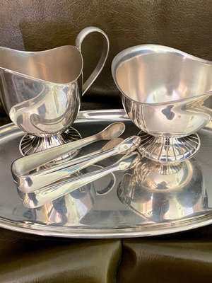 Σετ σερβιρίσματος βιντάζ με επικάλυψη ασημιού, μεταχειρισμένο