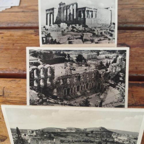 Athens 12 Postcards of the Acropolis used, collectible album 1954