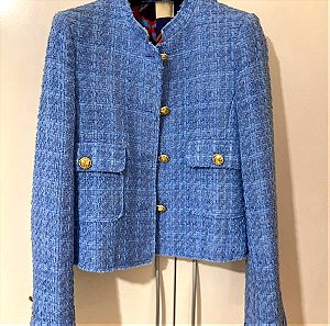 Γαλάζιο tweed σακάκι XS