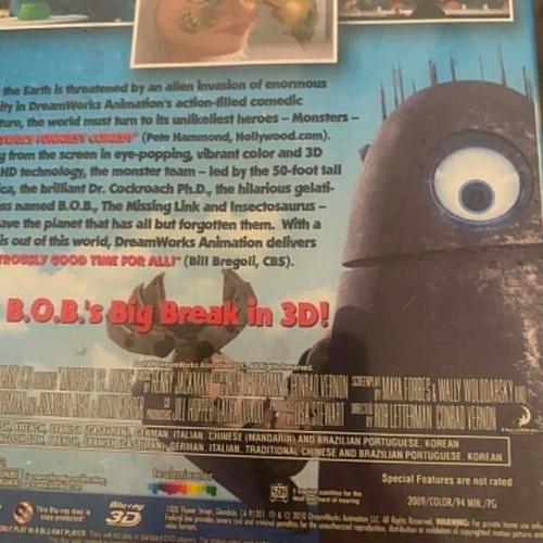 Monsters vs. Aliens Blu-ray 3D used promotional copy