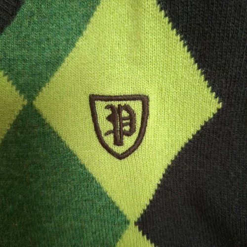 Pepe Jeans sleeveless sweater like new, brown with green pattern, size M