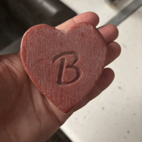 Handmade Natural Heart Soap with Letter B sealed from Malta