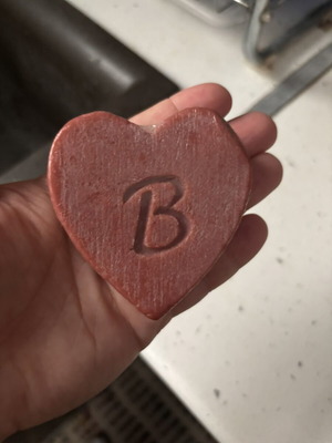 Handmade Natural Heart Soap with Letter B sealed from Malta