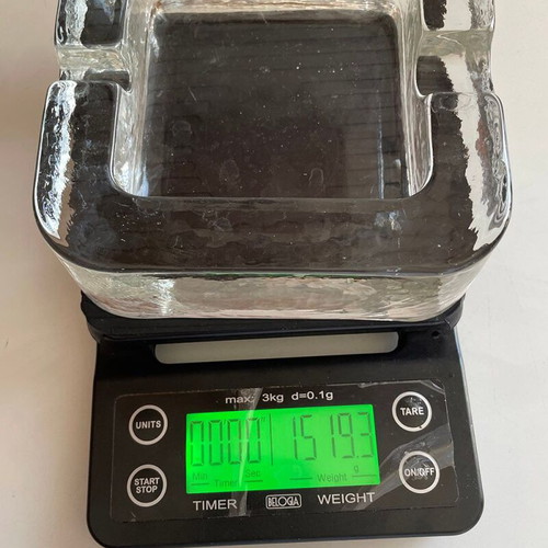 Ashtray for cigar and cigarette like new, heavy hammered glass