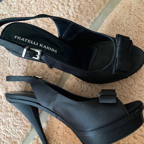 Fratelli Karida shoes size 39, like new, black satin 12cm heels