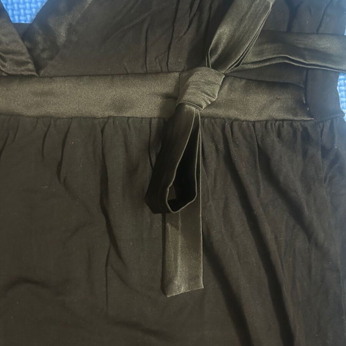Y2K black babydoll top with satin bow, like new