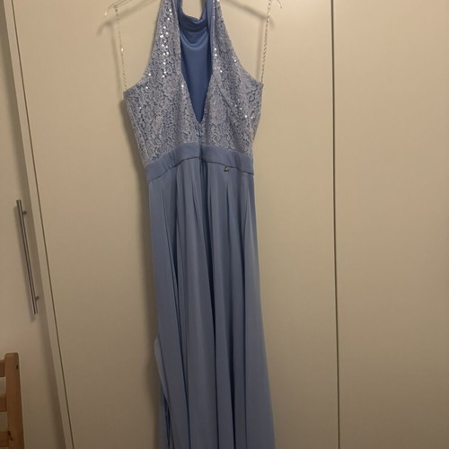 Lynne evening dress with sequins and side slit, turquoise