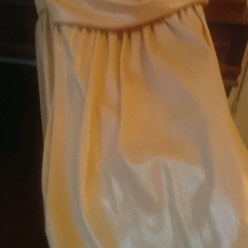 Alfred Angelo Vintage Strapless Short Metallic Draped Dress Champagne Color Like New