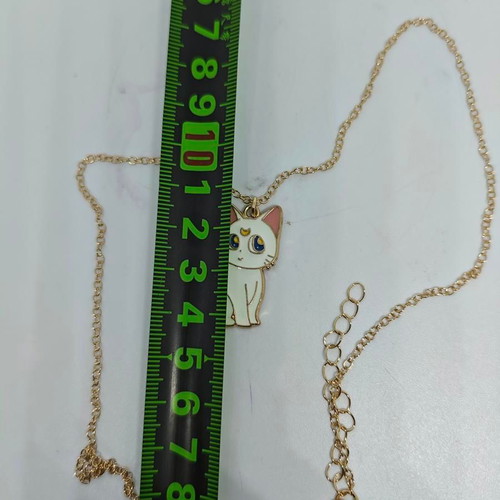 Sailor Moon Artemis White Cat Necklace with Gold Chain like new