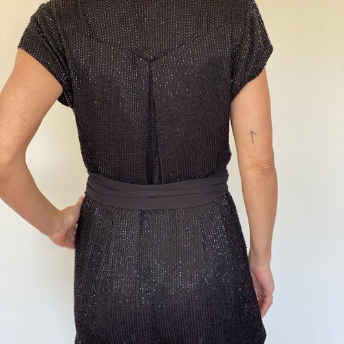 Diane Von Furstenberg Beaded Black Romper Like New Size M