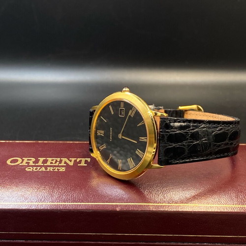 Orient Classic Dress Watch NOS, black and gold quartz men's