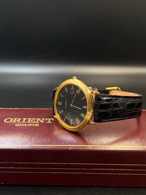 Orient Classic Dress Watch NOS, black and gold quartz men's