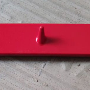 Vintage red kitchen wall rack like new, 5 hooks, 35.5x3.5 cm