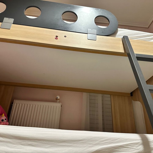 Modecco bunk bed like new with mattresses, 2 beds, ladder, storage drawers