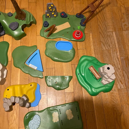 Playmobil bases used for playground, pool, garden, farm