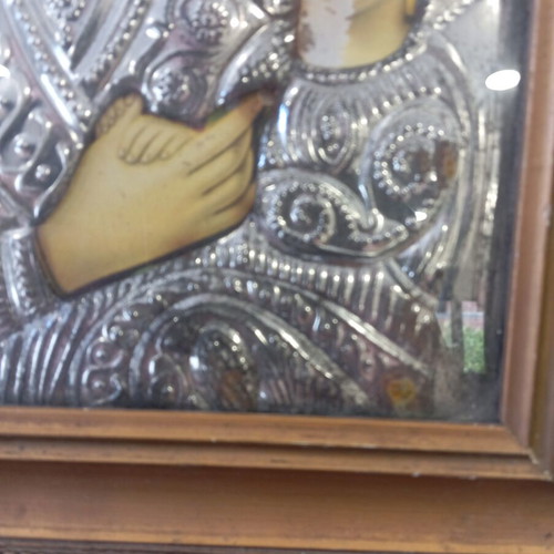 Vintage religious icon in frame used, 32x26 cm