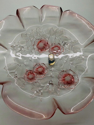 Micasa Walther Glass vintage serving platter like new with floral design