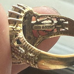 Gold-plated 925 ring with black stone and diamonds
