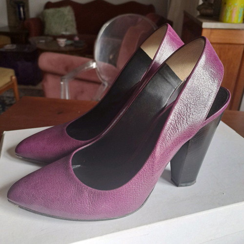 D&G slingback shoes used, leather, magenta purple, size 36.5