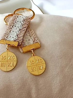 Handmade martyrika keychains with Konstantinato or cross and ribbon new