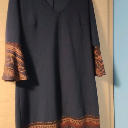 Blue dress like new with brown transparent detail one size