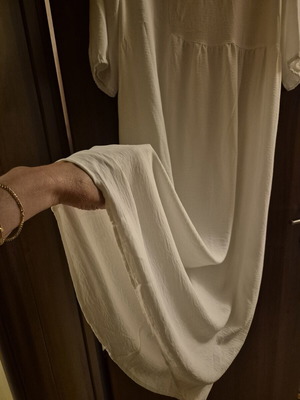 Long airy dress off-white like new, no transparency, XXL
