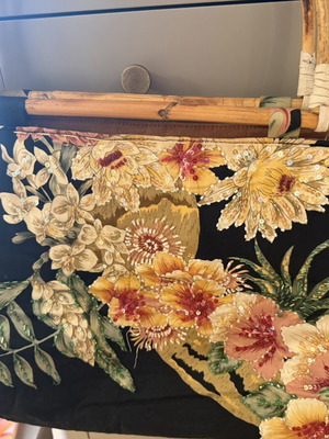Vintage Boho bag with bamboo handles and embroidered sequins used