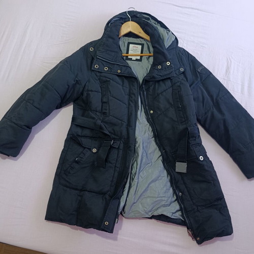 S.Oliver women's winter jacket used, black with detachable hood and belt, size XL