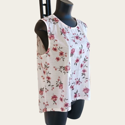 White floral blouse L/XL used with open back