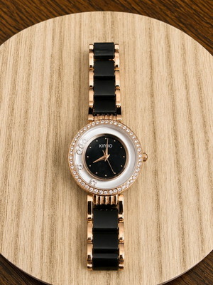 Kimio women's watch used, pink gold and black, elegant design