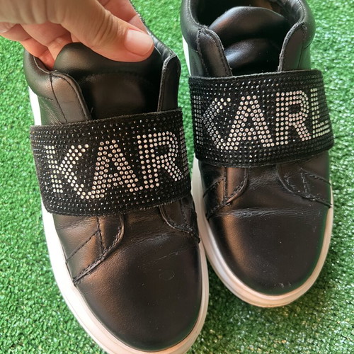 Karl Lagerfeld women's sneakers used, black leather, velcro, size 37
