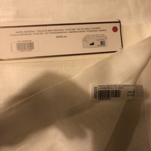 Zara Home linen placemats set of 6 new, broken white color