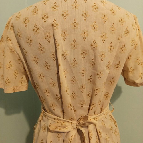 Vintage midi dress style 60's like new, beige, cotton fabric